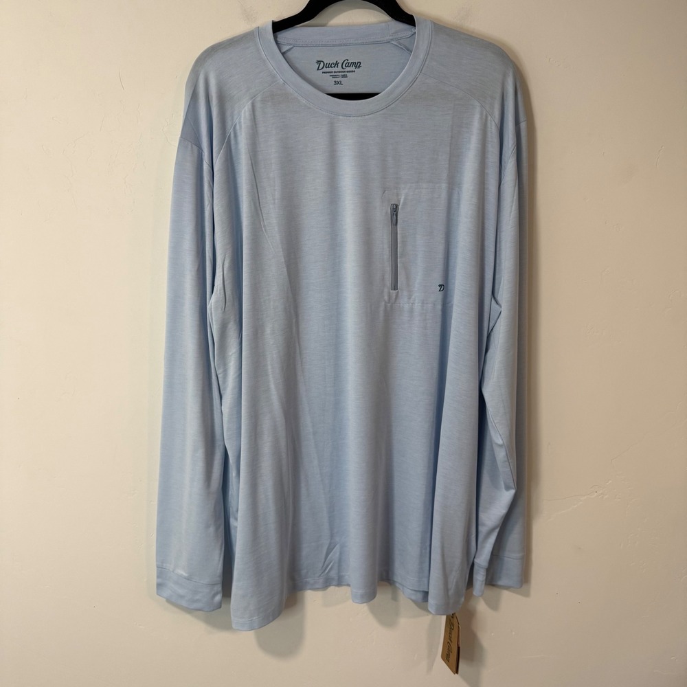 Duck Camp Mens Lightweight Bamboo Crew 3XL Clear Skies NWT BT2525 UPF 20+ Shirt